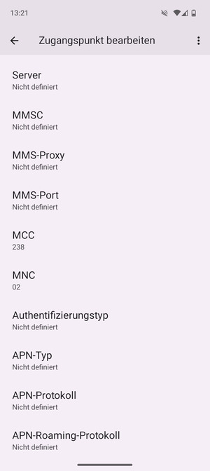Scrollen Sie nach unten und geben Sie MMS-Informationen ein