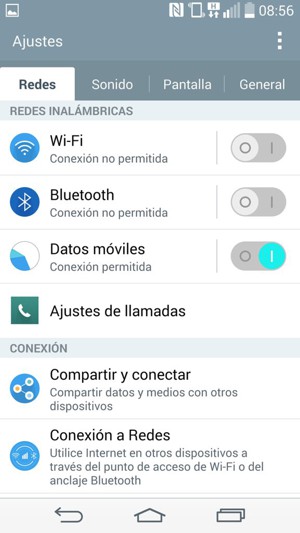 Seleccione Conexión a Redes