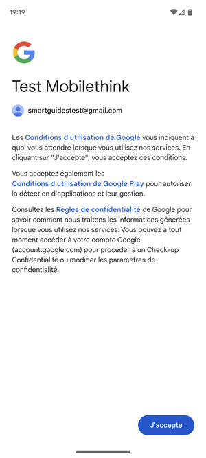 Sélectionnez J'accepte