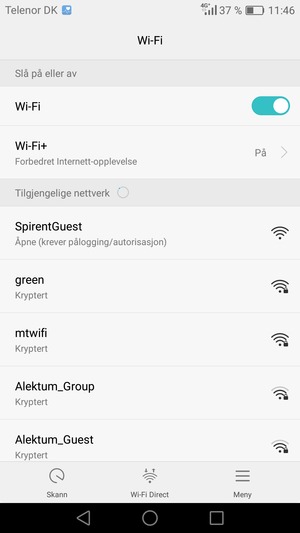 Velg det trådløse nettverket du vil koble til