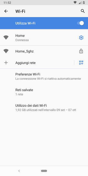 Ora sei connesso alla rete Wi-Fi