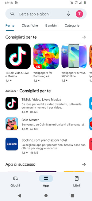 Seleziona la barra di ricerca