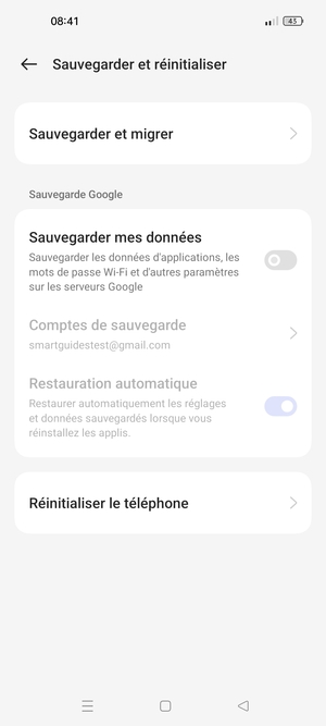 Activer le Sauvegarder mes données