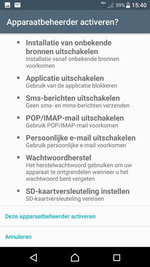Scroll naar beneden en selecteer Deze apparaatbeheerder activeren