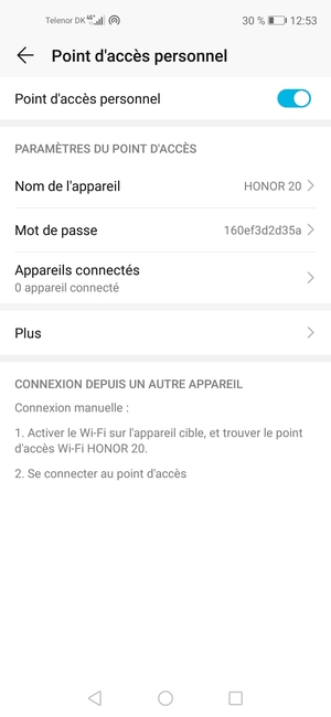Votre téléphone est maintenant configuré pour être utilisé comme modem