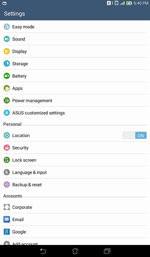Return to the Settings menu and select Location