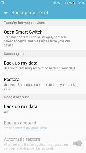 Select Back up my data