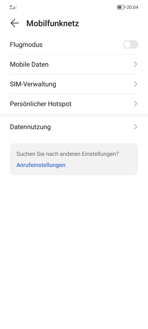 Wählen Sie Mobile Daten