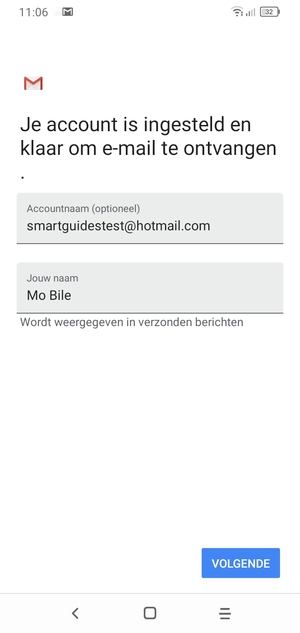 Geef uw account een naam en voer uw naam in. Selecteer VOLGENDE