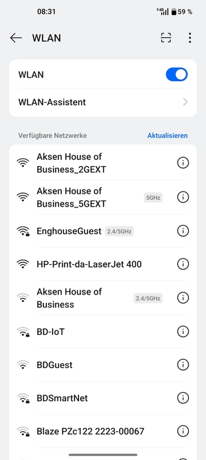 Wählen Sie das Wireless-Netzwerk, zu dem Sie eine Verbindung herstellen möchten