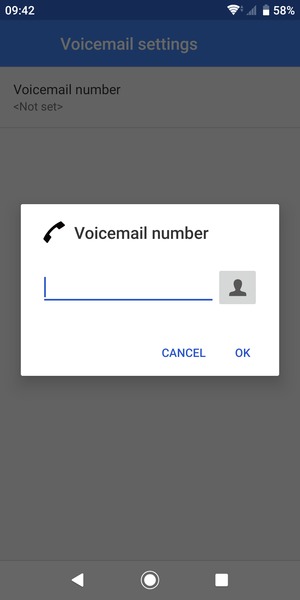 Enter the Voicemail number and select OK