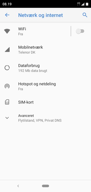 Vælg Mobilnetværk