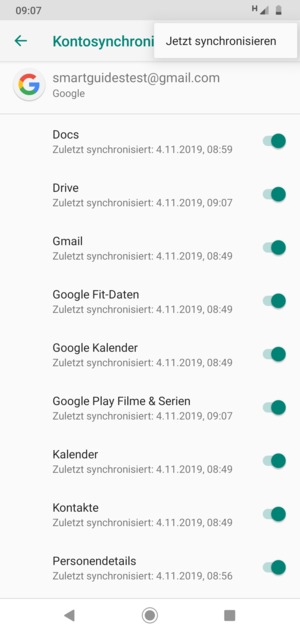 Wählen Sie Jetzt synchronisieren