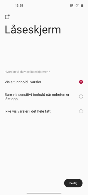 Velg ønsket alternativ og velg Ferdig