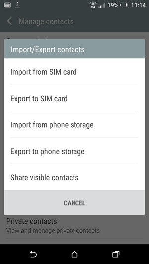 Select Import from SIM card
