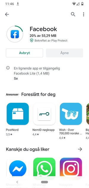 Vent til installasjonen er ferdig