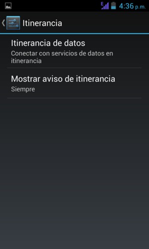 Seleccione Itinerancia de datos