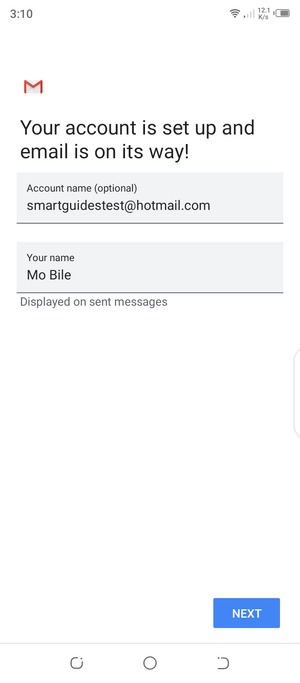Give your account a name and enter your name. Select NEXT