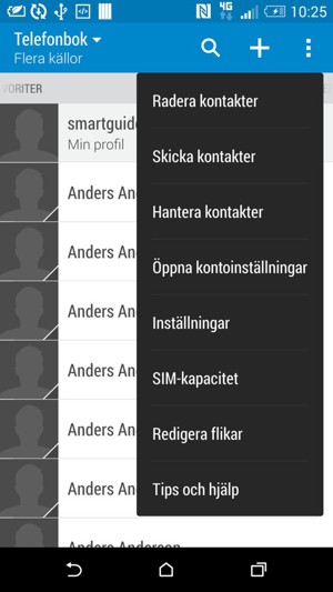 Välj Hantera kontakter