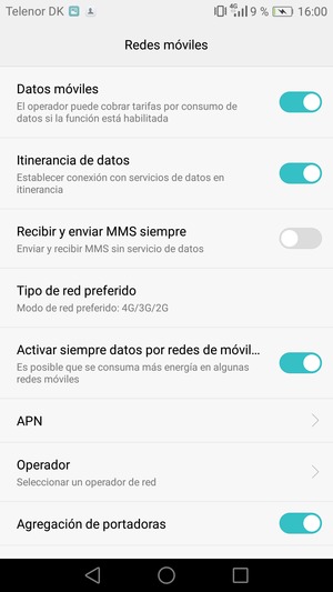 Activar o desactivar Itinerancia de datos