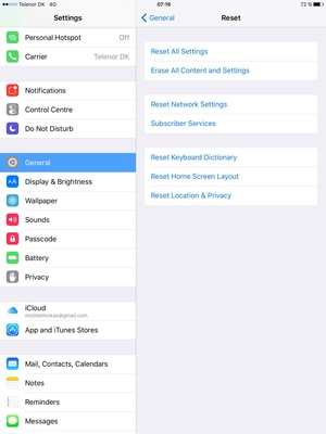 Select Erase All Content and Settings