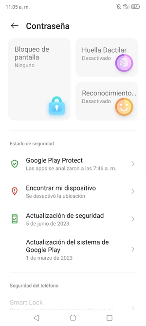 Seleccione Bloqueo de pantalla