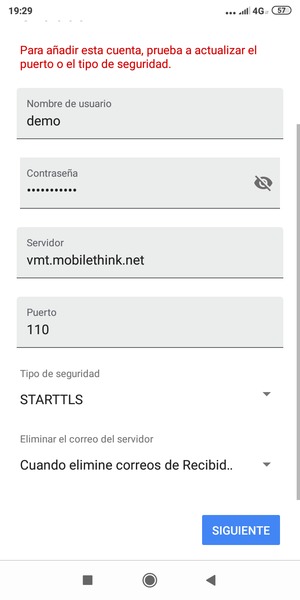 Seleccione Tipo de seguridad