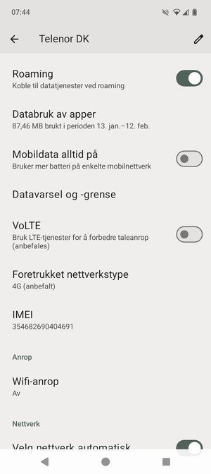 Slå Roaming på eller av