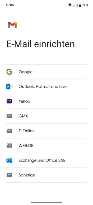 Wählen Sie Google