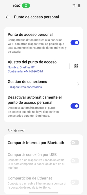 El teléfono ha sido configurado para su uso como módem