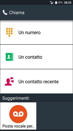 Scorri e seleziona Un contatto