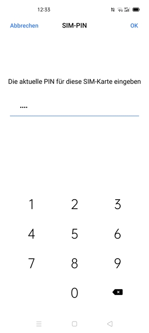 Geben Sie aktuelle PIN für die SIM-Karte ein und wählen Sie OK