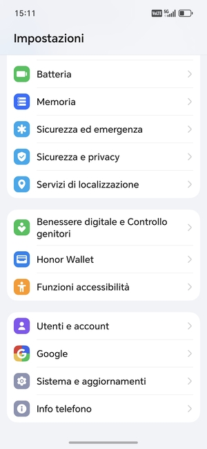 Scorri e seleziona Sistema e aggiornamenti