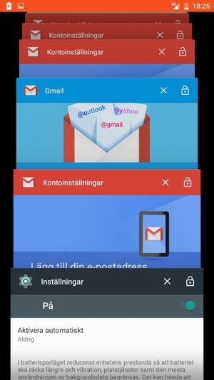 Svep appar åt höger för att stänga dem
