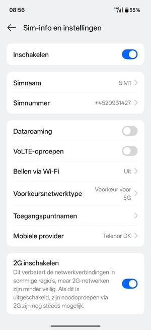 Selecteer Voorkeursnetwerktype