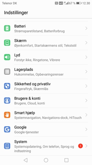 Scroll til og vælg System
