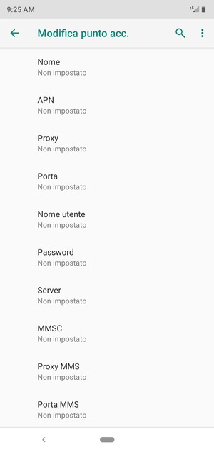 Inserisci le informazioni di Internet