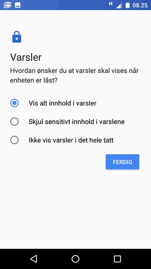 Velg ønsket alternativ og velg FERDIG