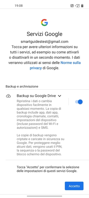 Seleziona Accetto