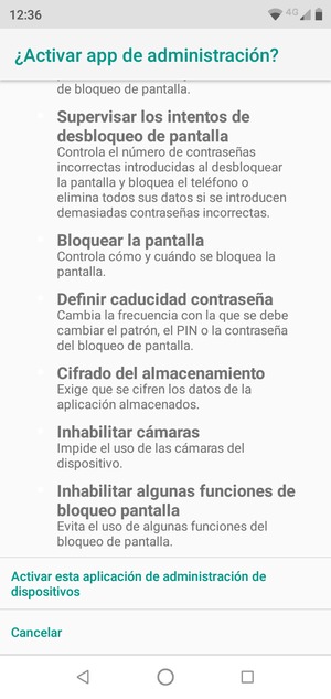 Desplácese y seleccione Activar esta aplicación de administración de dispositivos