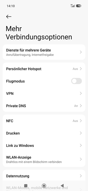 Wählen Sie Persönlicher Hotspot