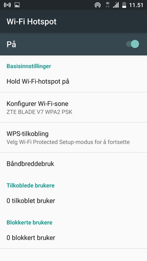 Telefonen din er konfigurert for bruk som et modem