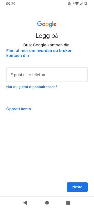 Skriv inn din Gmail-adresse og velg Neste