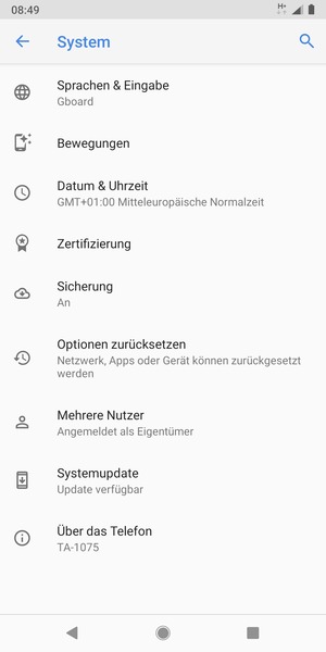 Wählen Sie Systemupdate