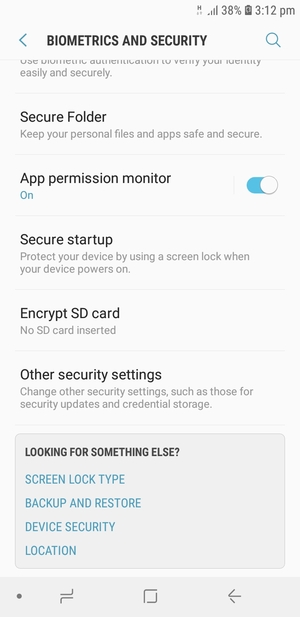 Scroll to and select Other security settings