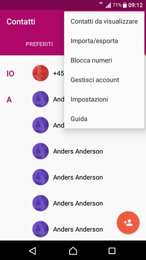 Seleziona Importa/esporta
