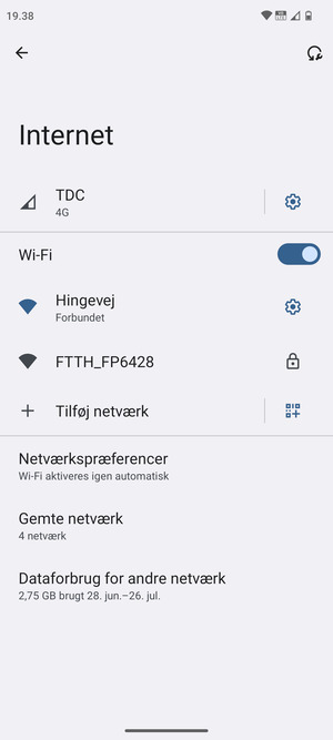 Du er nu tilsluttet Wi-Fi netværket