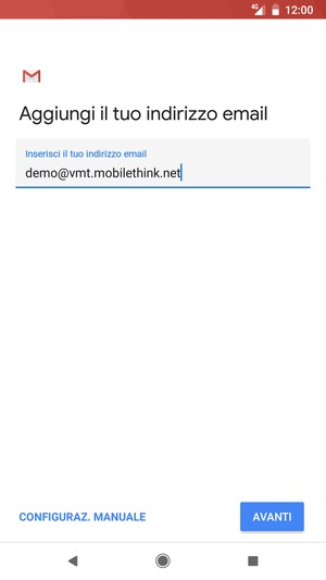 Inserisci il tuo indirizzo email e seleziona Avanti