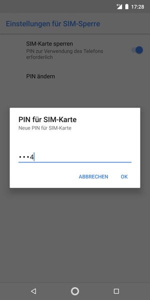 Geben Sie Ihre Neue PIN für SIM-Karte ein und wählen Sie OK