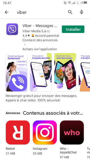 Sélectionnez l'appli